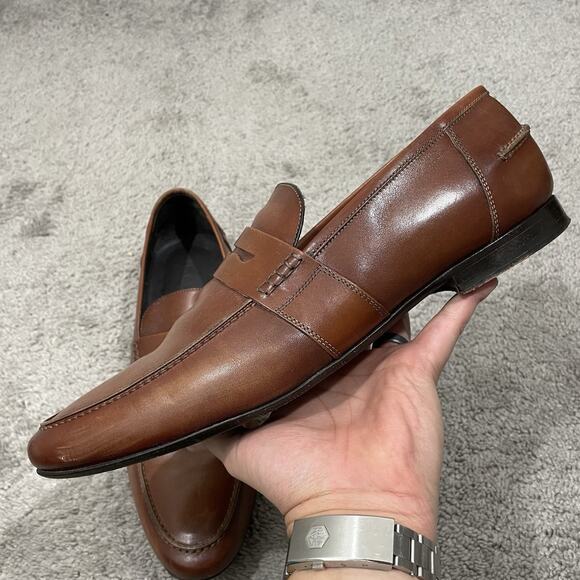 M Gemi Volo Brown Leather Penny Loafers Mens Size 13 (EU 47) Slip On main image 4